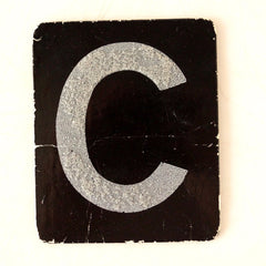 Vintage Alphabet Letter "C" Card with Textured Surface in Black and White (c.1950s) - thirdshift