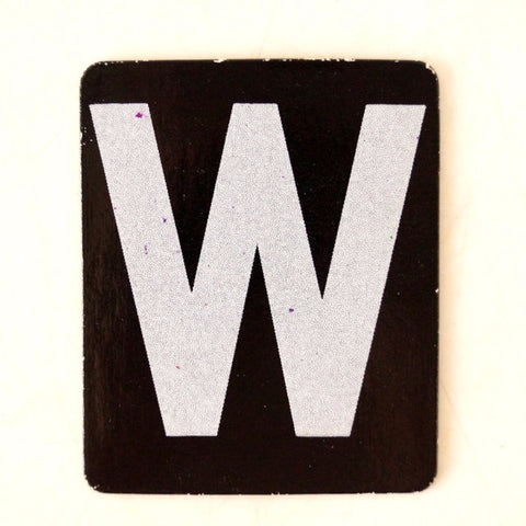 Vintage Alphabet Letter "W" Card with Textured Surface in Black and White (c.1950s) - thirdshift