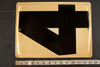 Vintage Industrial Metal Number 4 Sign, Gas Station Sign in Ivory and Black, 13.5" tall (c.1950s) - thirdshift