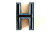 Vintage Industrial Letter "H" Black with Blue and Red Paint, 2" tall (c.1940s) - thirdshift