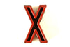 Vintage Industrial Letter "X" Black with Red and Blue Paint, 2" tall (c.1940s) - thirdshift