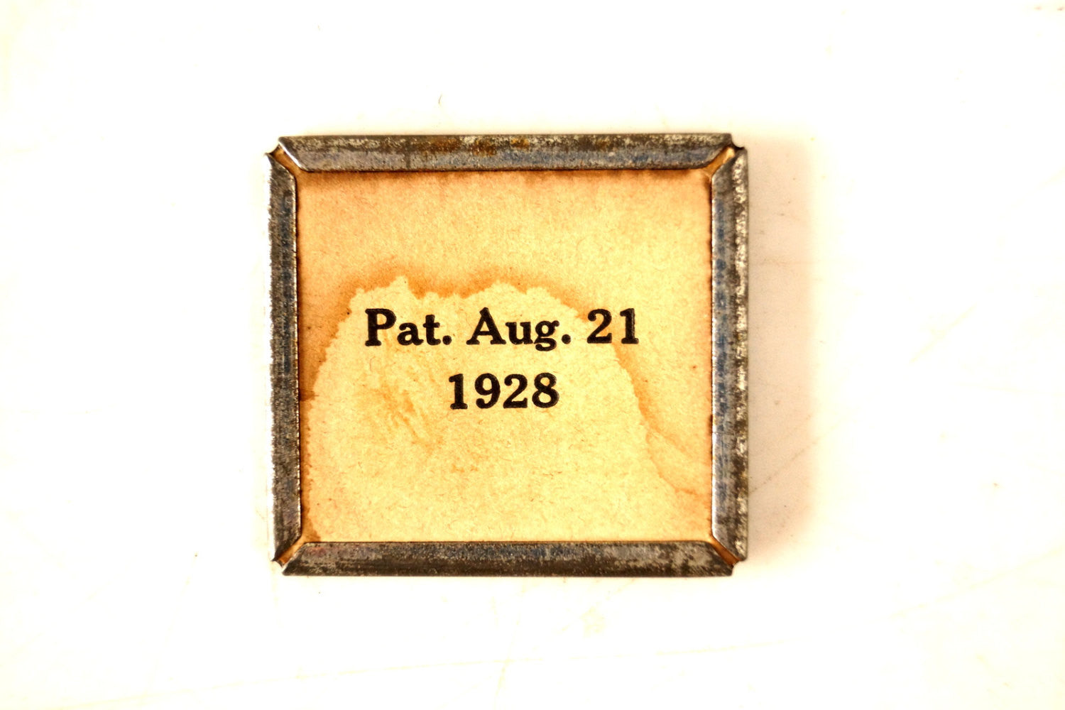 Vintage Metal Number Square Tile "17 / text", Double-Sided (c.1920s) Sepia - thirdshift