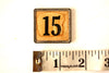 Vintage Metal Number Square Tile "15 / text", Double-Sided (c.1920s) Sepia - thirdshift