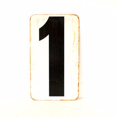 Vintage Metal Number 0 / 1 Double-Sided Gas Station Sign, 13 inches tall (c.1950s) - thirdshift