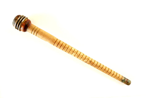 Vintage Industrial Textile Wood Quill Bobbin Spool with Metal Bands (c.1920s) N3 - thirdshift