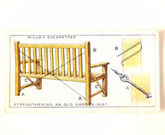 Vintage "Household Hints" Cigarette Card #17 "Strenghtening an Old Garden Seat" (c.1936) - thirdshift