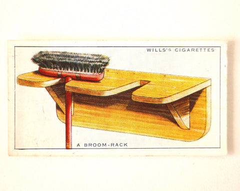 Vintage "Household Hints" Cigarette Card #3 "A Broom Rack" (c.1936) - thirdshift