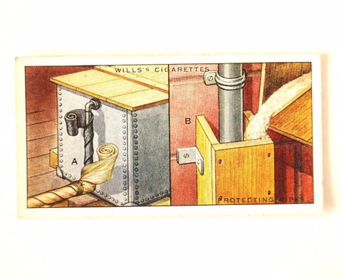 Vintage "Household Hints" Cigarette Card #35 "Protecting Pipes" (c.1936) - thirdshift