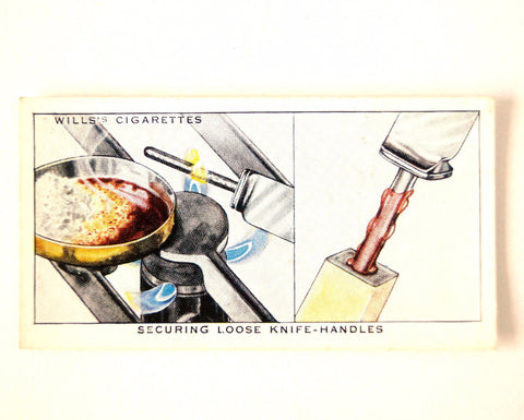 Vintage "Household Hints" Cigarette Card #23 "Securing Loose Knife Handles" (c.1936) - thirdshift