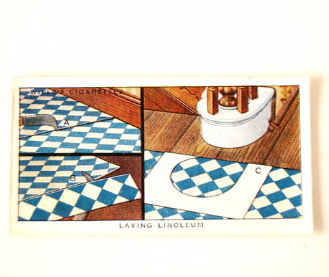 Vintage "Household Hints" Cigarette Card #19 "Laying Linoleum" (c.1936) - thirdshift