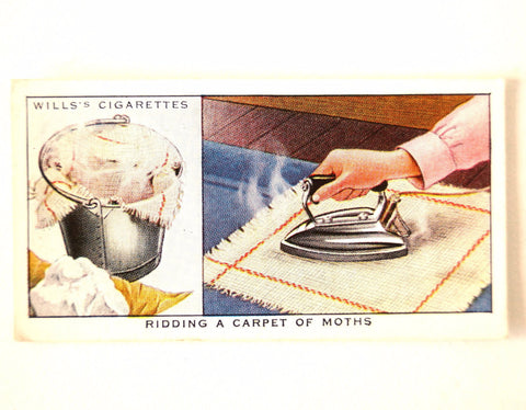 Vintage "Household Hints" Cigarette Card #4 "Ridding a Carpet of Moths" (c.1936) - thirdshift