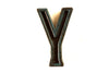 Vintage Industrial Letter "Y" Black with Bue and Red Paint, 2" tall (c.1940s) - thirdshift