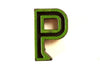 Vintage Industrial Letter "P" Black with Green and Red Paint, 2" tall (c.1940s) - thirdshift