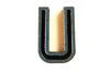 Vintage Industrial Letter "U" Black with Blue Paint, 2" tall (c.1940s) - thirdshift