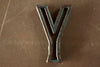 Vintage Industrial Letter "Y" Black with Bue and Red Paint, 2" tall (c.1940s) - thirdshift