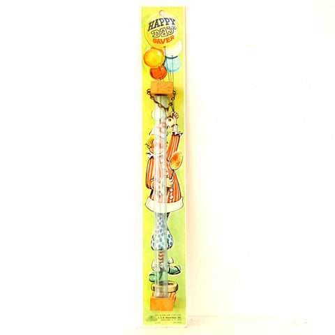 Vintage Happy Day Saver Tube Bank Coin Catcher with Lock and Key (c.1974) - thirdshift