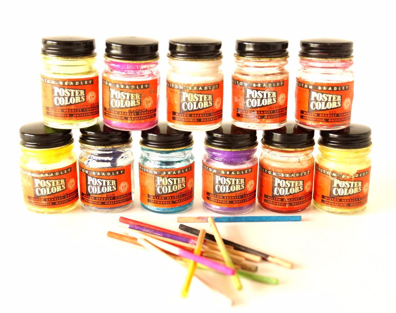 Vintage Poster Colors Paint Set in Original box by Milton Bradley