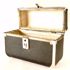 Vintage Black Train Case / Hardsided Purse with Clear Handle (c.1940s) - thirdshift
