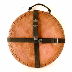 Vintage Round Film Reel Shipping Box with Canvas Straps, 13" diameter (c.1950s) - thirdshift