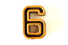 Vintage Industrial Number "6 / 9" Black & Light Orange Blue Paint, 2" tall (c.1940s) - thirdshift