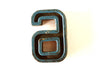 Vintage Industrial Number "6 / 9" Black & Light Orange Blue Paint, 2" tall (c.1940s) - thirdshift