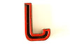 Vintage Industrial Letter "J" Black with Blue and Red Paint, 2" tall (c.1940s) - thirdshift