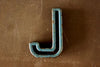 Vintage Industrial Letter "J" Black with Blue and Red Paint, 2" tall (c.1940s) - thirdshift