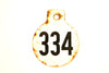 Vintage Metal Cow Tag / Livestock Tag, #334 Double-Sided Numbered Tag (c.1950s) - thirdshift