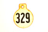 Vintage Metal Cow Tag / Livestock Tag, #329 Double-Sided Numbered Tag (c.1950s) - thirdshift