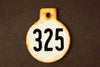 Vintage Metal Cow Tag / Livestock Tag, #325 Double-Sided Numbered Tag (c.1950s) - thirdshift