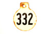 Vintage Metal Cow Tag / Livestock Tag, #332 Double-Sided Numbered Tag (c.1950s) - thirdshift