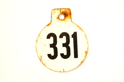 Vintage Metal Cow Tag / Livestock Tag, #331 Double-Sided Numbered Tag (c.1950s) - thirdshift