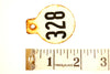 Vintage Metal Cow Tag / Livestock Tag, #328 Double-Sided Numbered Tag (c.1950s) - thirdshift