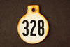 Vintage Metal Cow Tag / Livestock Tag, #328 Double-Sided Numbered Tag (c.1950s) - thirdshift