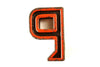 Vintage Industrial Letter "P" Black with Green and Orange Paint, 2" tall (c.1940s) - thirdshift