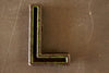 Vintage Industrial Letter "L" Black with Green and Orange Paint, 2" tall (c.1940s) - thirdshift