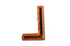 Vintage Industrial Letter "L" Black with Green and Orange Paint, 2" tall (c.1940s) - thirdshift