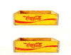 Vintage Coca-Cola Wooden Beverage Crate #1-80, Coke Crate in Yellow and Red (c.1980) - thirdshift
