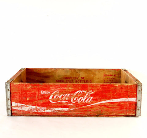Vintage Coca-Cola Wooden Beverage Crate #4-76, Coke Crate in Red and White (c.1976) - thirdshift