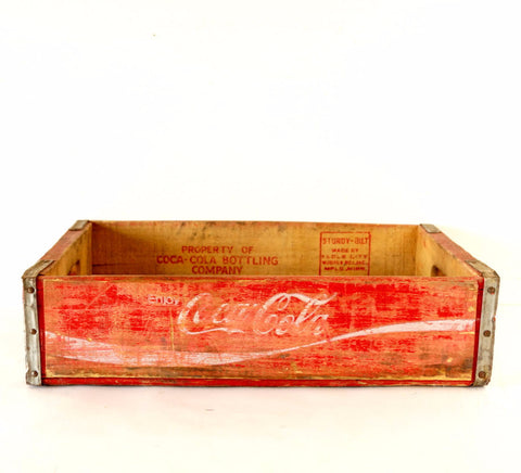 Vintage Coca-Cola Wooden Beverage Crate #7-72, Coke Crate in Red and White (c.1972) - thirdshift