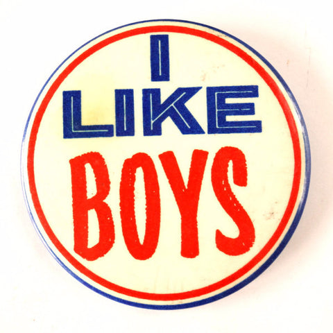 Vintage "I Like Boys" Pin, 3.5" diameter (c.1970s) N3 - thirdshift