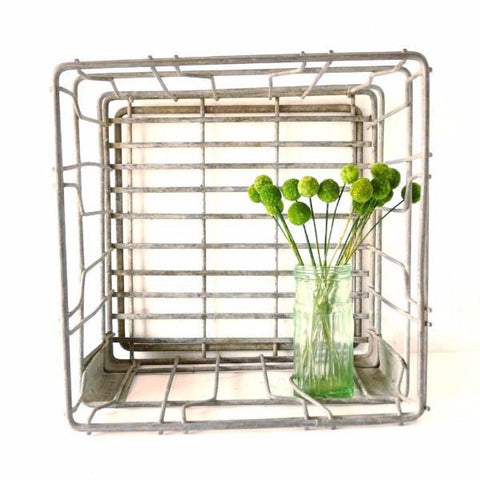 Vintage Metal Dairy Crate / Wire Milk Crate Bottle Basket "EWALD BROS, MINNEAPOLIS" (c1968) - thirdshift