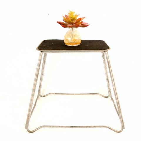 Vintage Step Stool in Silver Metal Wire and Black (c.1950s) - thirdshift