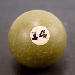Vintage / Antique Clay Billiard Ball Green Number 14, Standard Pool Ball Size (c.1910s) - thirdshift