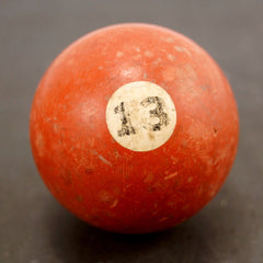 Vintage / Antique Clay Billiard Ball Orange Number 13, Standard Pool Ball Size (c.1910s) - thirdshift