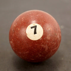 Vintage / Antique Clay Billiard Ball Burgundy Number 7, Standard Pool Ball Size (c.1910s) - thirdshift
