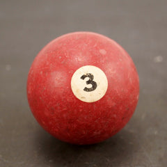 Vintage / Antique Clay Billiard Ball Red Number 3, Standard Pool Ball Size (c.1910s) - thirdshift