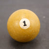 Vintage / Antique Clay Billiard Yellow Number 1, Standard Pool Ball Size (c.1910s) - thirdshift