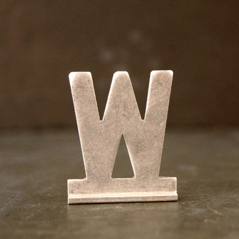 Vintage Metal Sign Letter "W" with Base, 1-13/16 inches tall (c.1950s) - thirdshift