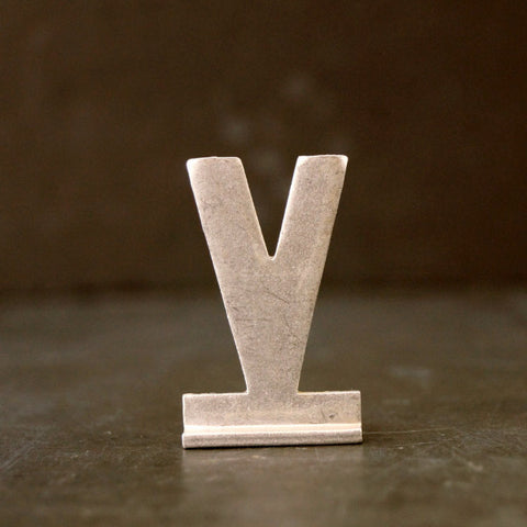 Vintage Metal Sign Letter "V" with Base, 1-13/16 inches tall (c.1950s) - thirdshift